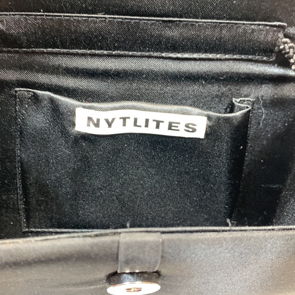 Nytlites black satin gems evening bag clutch or cross over purse - Picture 5 of 6
